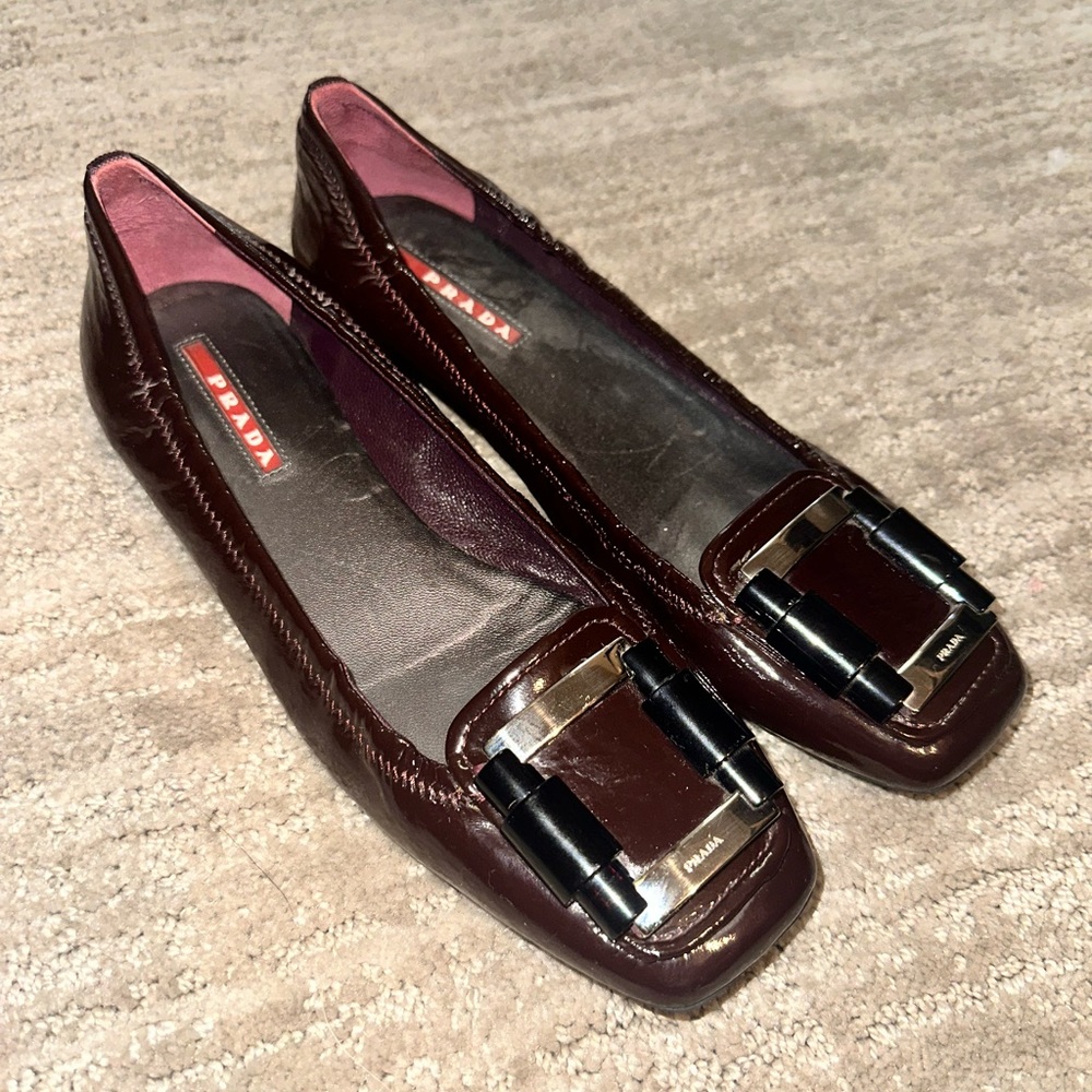 Prada Plum Colored Squared Toe Flat - image 2